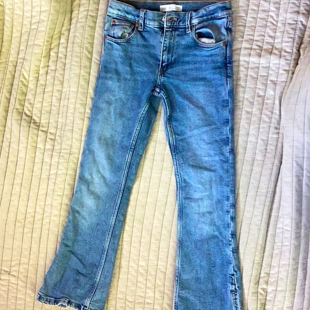 Zara flare jeans/split hem/girls youth/size nine